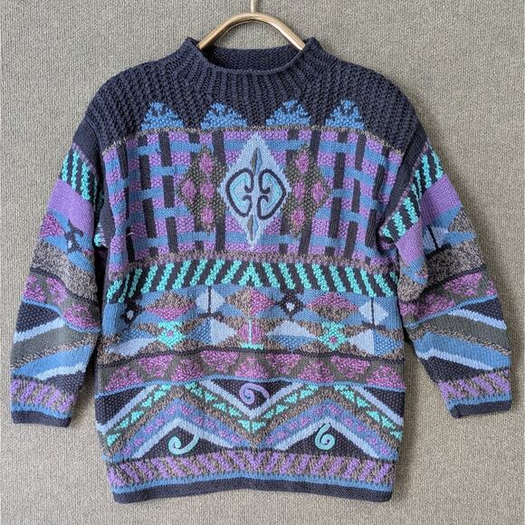 Sigrid Olsen Sweaters - Vtg Sigrid Olsen Sweater Womens Medium Abstract Knitted Long Tunic Boxy Funky